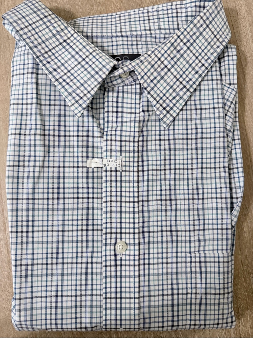 GS by George Blue Plaid Wrinkle-Free Dress Shirt Men’s 20 35/36 Big & Tall